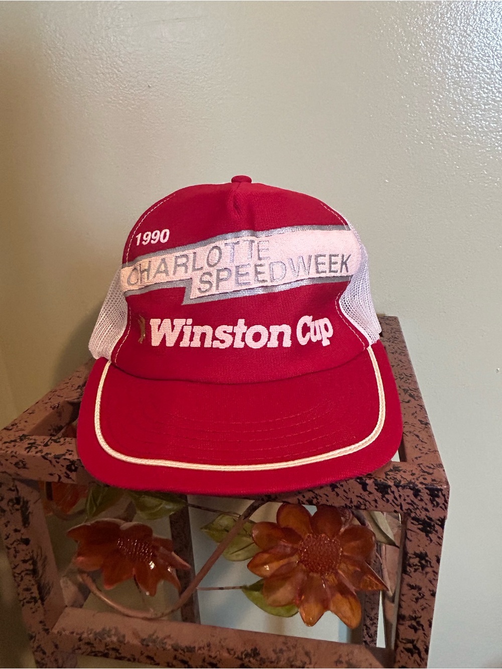 Winston Cup Red 'Charlotte Speedweek 1990' Mesh Trucker Hat